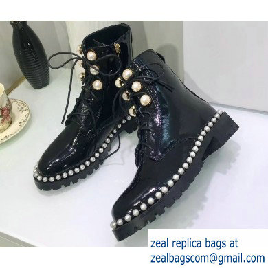 Dior Heel 3cm Pearl Around Ankle Boots Black 2019 - Click Image to Close