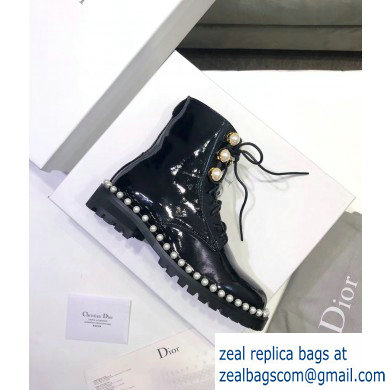 Dior Heel 3cm Pearl Around Ankle Boots Black 2019 - Click Image to Close