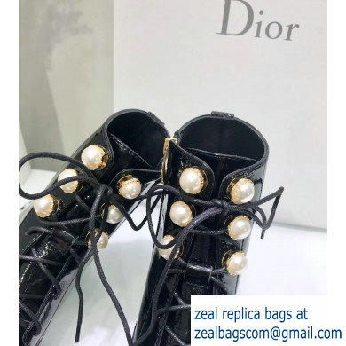 Dior Heel 3cm Pearl Around Ankle Boots Black 2019 - Click Image to Close