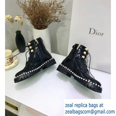 Dior Heel 3cm Pearl Around Ankle Boots Black 2019 - Click Image to Close