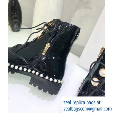 Dior Heel 3cm Pearl Around Ankle Boots Black 2019