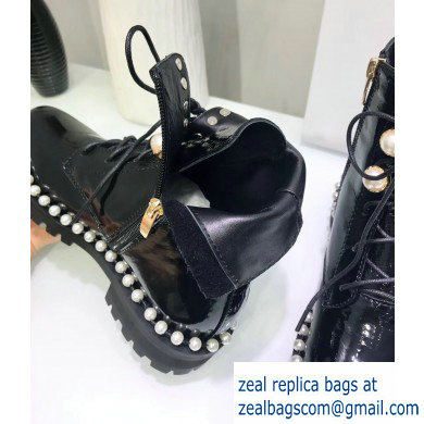 Dior Heel 3cm Pearl Around Ankle Boots Black 2019