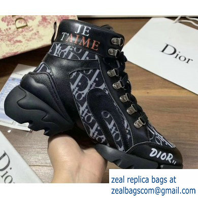 Dior JE T'AIME Oblique High-top Sneakers Black 2019 - Click Image to Close