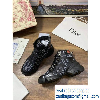 Dior JE T'AIME Oblique High-top Sneakers Black 2019 - Click Image to Close