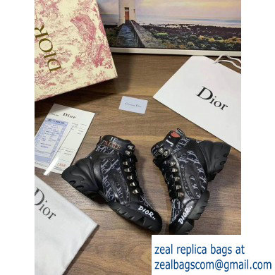 Dior JE T'AIME Oblique High-top Sneakers Black 2019 - Click Image to Close