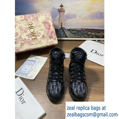 Dior JE T'AIME Oblique High-top Sneakers Black 2019 - Click Image to Close