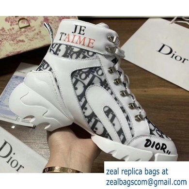 Dior JE T'AIME Oblique High-top Sneakers White 2019 - Click Image to Close