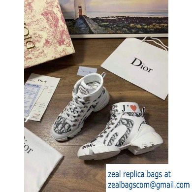 Dior JE T'AIME Oblique High-top Sneakers White 2019 - Click Image to Close