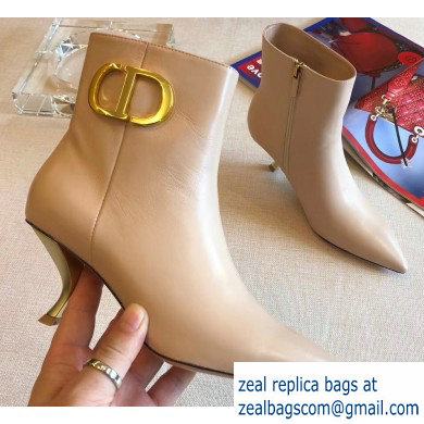 Dior Kitten Heel 5cm Ankle Boots CD Logo Nude 2019
