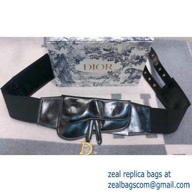 Dior Large Saddle Belt in Black Lambskin