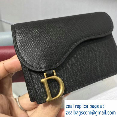 Dior Leather Saddle Flap Card Holder Black 2019 - Click Image to Close