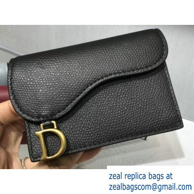 Dior Leather Saddle Flap Card Holder Black 2019 - Click Image to Close