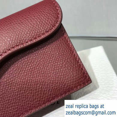 Dior Leather Saddle Flap Card Holder Burgundy 2019