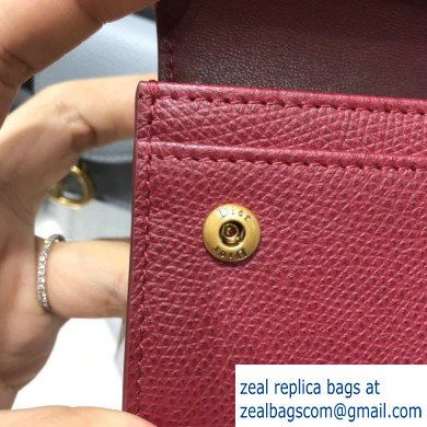 Dior Leather Saddle Flap Card Holder Burgundy 2019