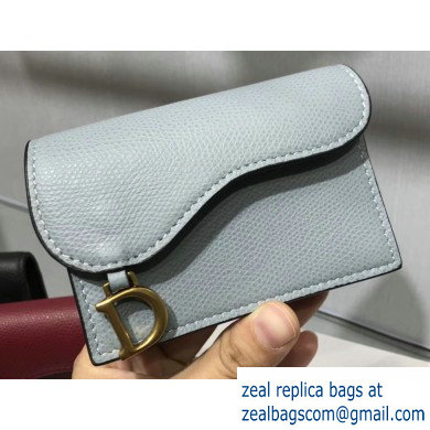 Dior Leather Saddle Flap Card Holder Light Gray 2019
