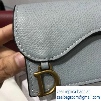 Dior Leather Saddle Flap Card Holder Light Gray 2019 - Click Image to Close