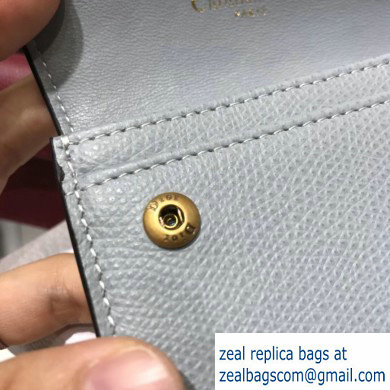Dior Leather Saddle Flap Card Holder Light Gray 2019
