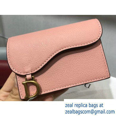 Dior Leather Saddle Flap Card Holder Nude Pink 2019