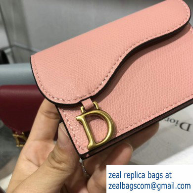 Dior Leather Saddle Flap Card Holder Nude Pink 2019 - Click Image to Close