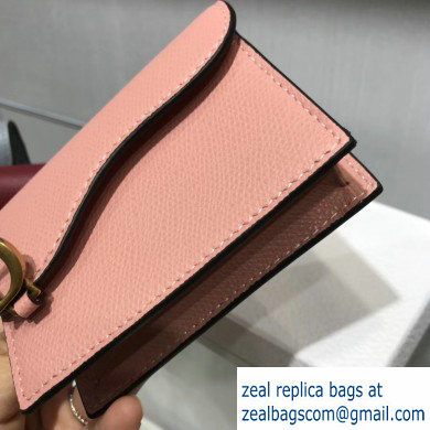 Dior Leather Saddle Flap Card Holder Nude Pink 2019