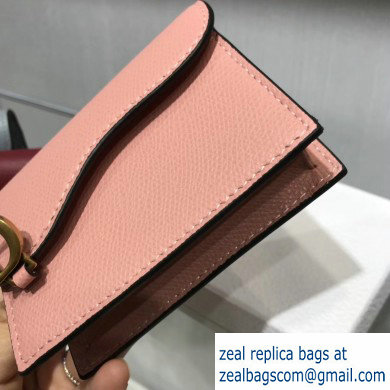 Dior Leather Saddle Flap Card Holder Nude Pink 2019