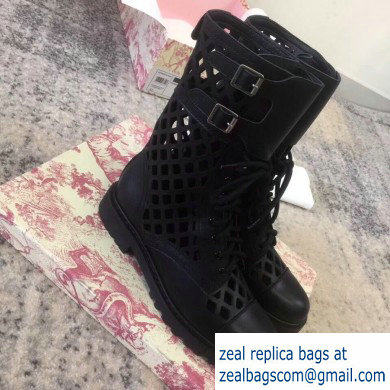 Dior Mesh Ankle Boots Black with Buckle 2019