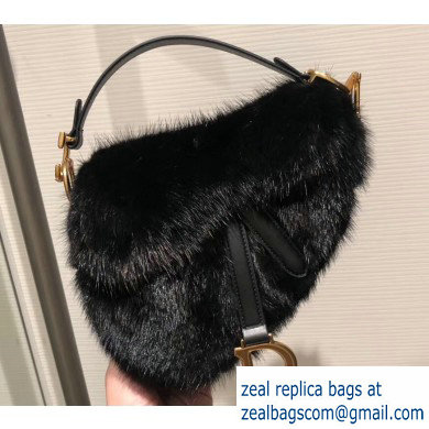 Dior Mink Fur Mini Saddle Bag Black 2019 - Click Image to Close