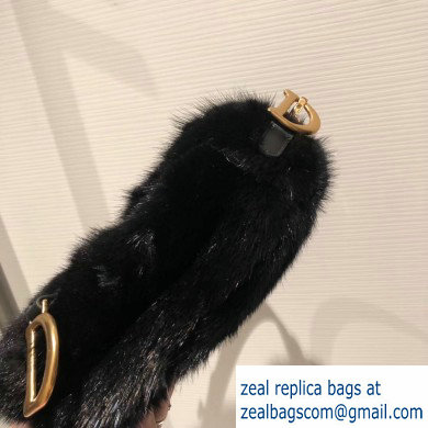 Dior Mink Fur Mini Saddle Bag Black 2019