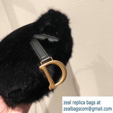 Dior Mink Fur Mini Saddle Bag Black 2019