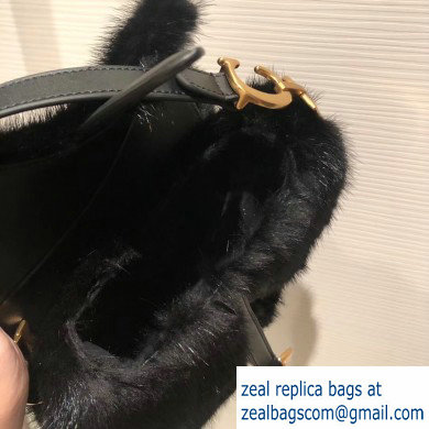 Dior Mink Fur Mini Saddle Bag Black 2019 - Click Image to Close