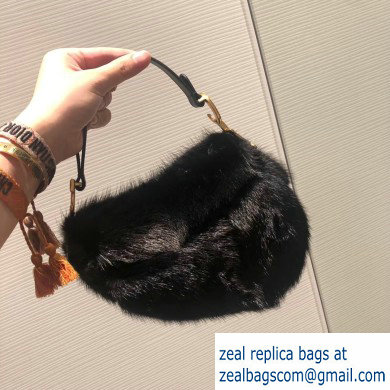 Dior Mink Fur Mini Saddle Bag Black 2019