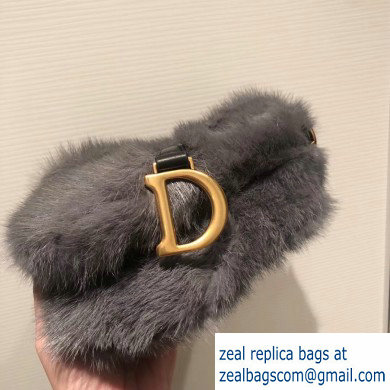 Dior Mink Fur Mini Saddle Bag Gray 2019