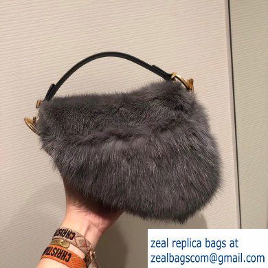 Dior Mink Fur Mini Saddle Bag Gray 2019