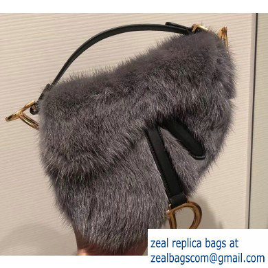 Dior Mink Fur Mini Saddle Bag Gray 2019 - Click Image to Close