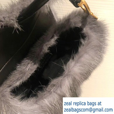 Dior Mink Fur Mini Saddle Bag Gray 2019