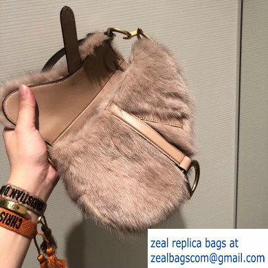 Dior Mink Fur Mini Saddle Bag Nude Pink 2019 - Click Image to Close