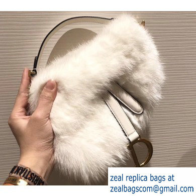 Dior Mink Fur Mini Saddle Bag White 2019