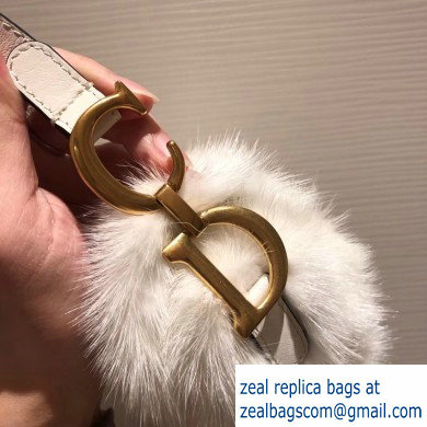 Dior Mink Fur Mini Saddle Bag White 2019