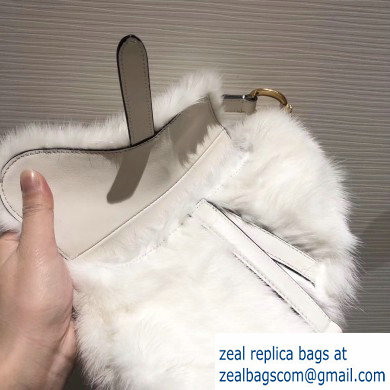 Dior Mink Fur Mini Saddle Bag White 2019