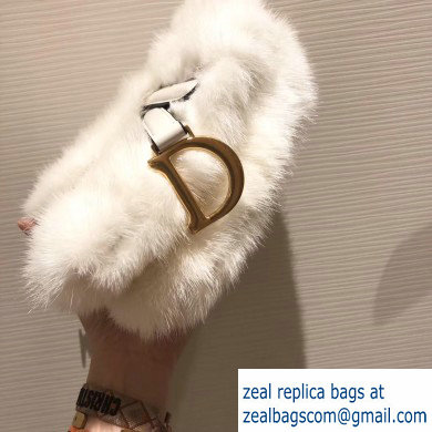 Dior Mink Fur Mini Saddle Bag White 2019