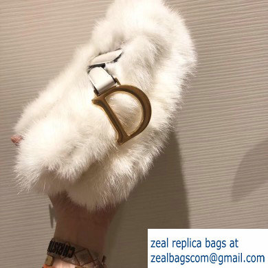 Dior Mink Fur Mini Saddle Bag White 2019 - Click Image to Close