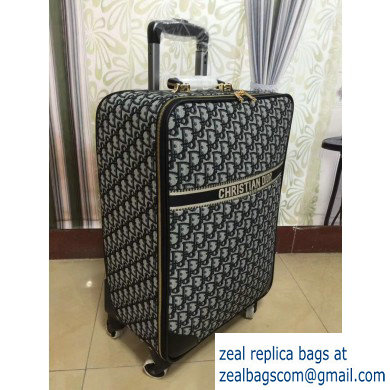 Dior Oblique Canvas Blue Trolley Travel Luggage Bag - Click Image to Close