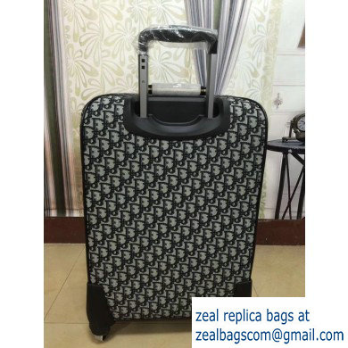 Dior Oblique Canvas Blue Trolley Travel Luggage Bag