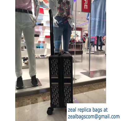 Dior Oblique Canvas Trolley Travel Luggage Bag Black