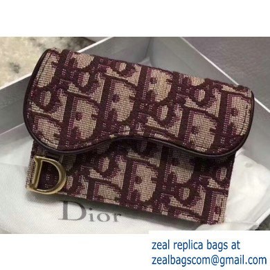 Dior Oblique Jacquard Canvas Burgundy Saddle Flap Card Holder 2019 - Click Image to Close