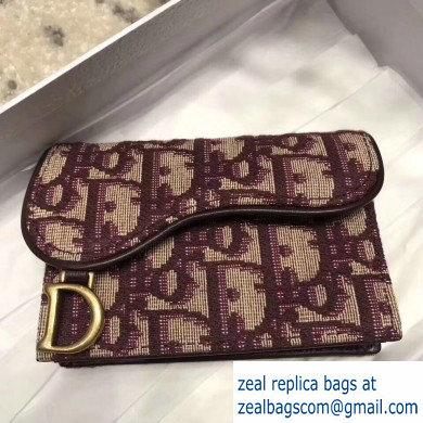 Dior Oblique Jacquard Canvas Burgundy Saddle Flap Card Holder 2019 - Click Image to Close