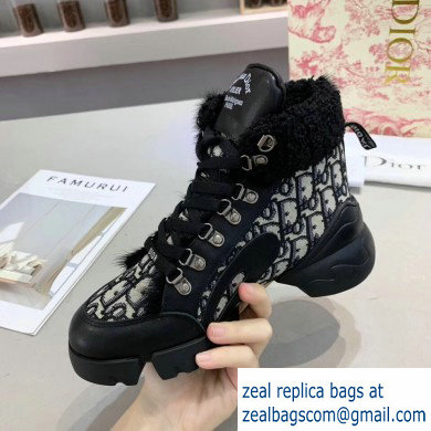 Dior Oblique Shearling High-top Sneakers Black 2019 - Click Image to Close