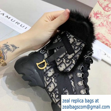 Dior Oblique Shearling High-top Sneakers Black 2019 - Click Image to Close