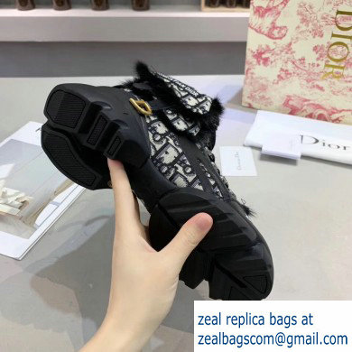 Dior Oblique Shearling High-top Sneakers Black 2019 - Click Image to Close