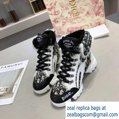 Dior Oblique Shearling High-top Sneakers White 2019